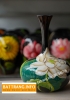 Tỏi cổ nhỏ 3D vẽ hoa lan Bát Tràng cao 33cm - Lọ hoa giá rẻ