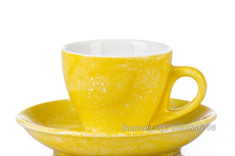 Cốc sứ uống cafe Cappuccino Italy Màu vân Đá Vàng