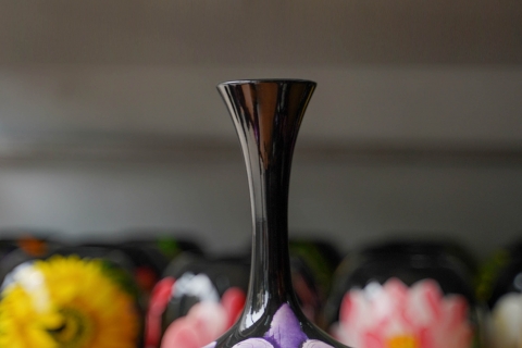 Tỏi cổ nhỏ 3D vẽ hoa lan Bát Tràng cao 33cm - Lọ trang trí giá rẻ đẹp
