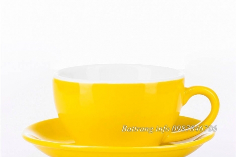 Cốc sứ uống cafe Cappuccino Màu Vàng