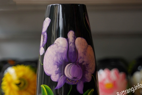 Lọ hoa sơn mài 3D dáng bom miệng nhỏ Bát Tràng - lọ cắm hoa giá rẻ